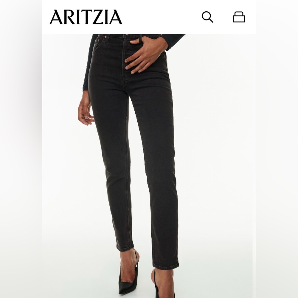 Aritzia Black High-Rise Straight Jeans